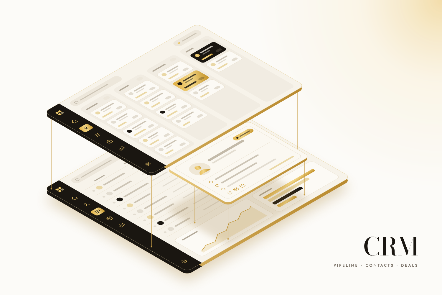 Illustration du SmartCRM : pipeline commercial, contacts et affaires